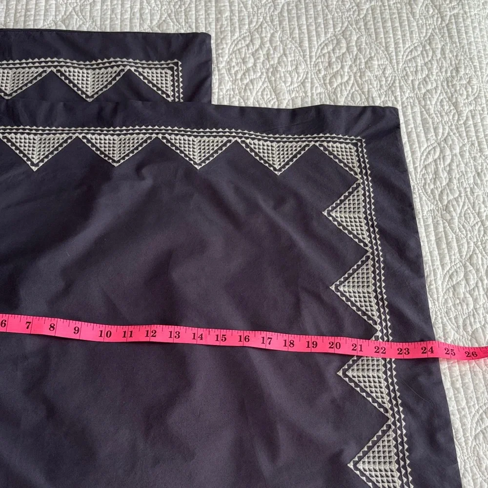 Ink + Ivy Isla Cotton Embroidered Edge Geometric Euro Shams Set of 2 Gray White